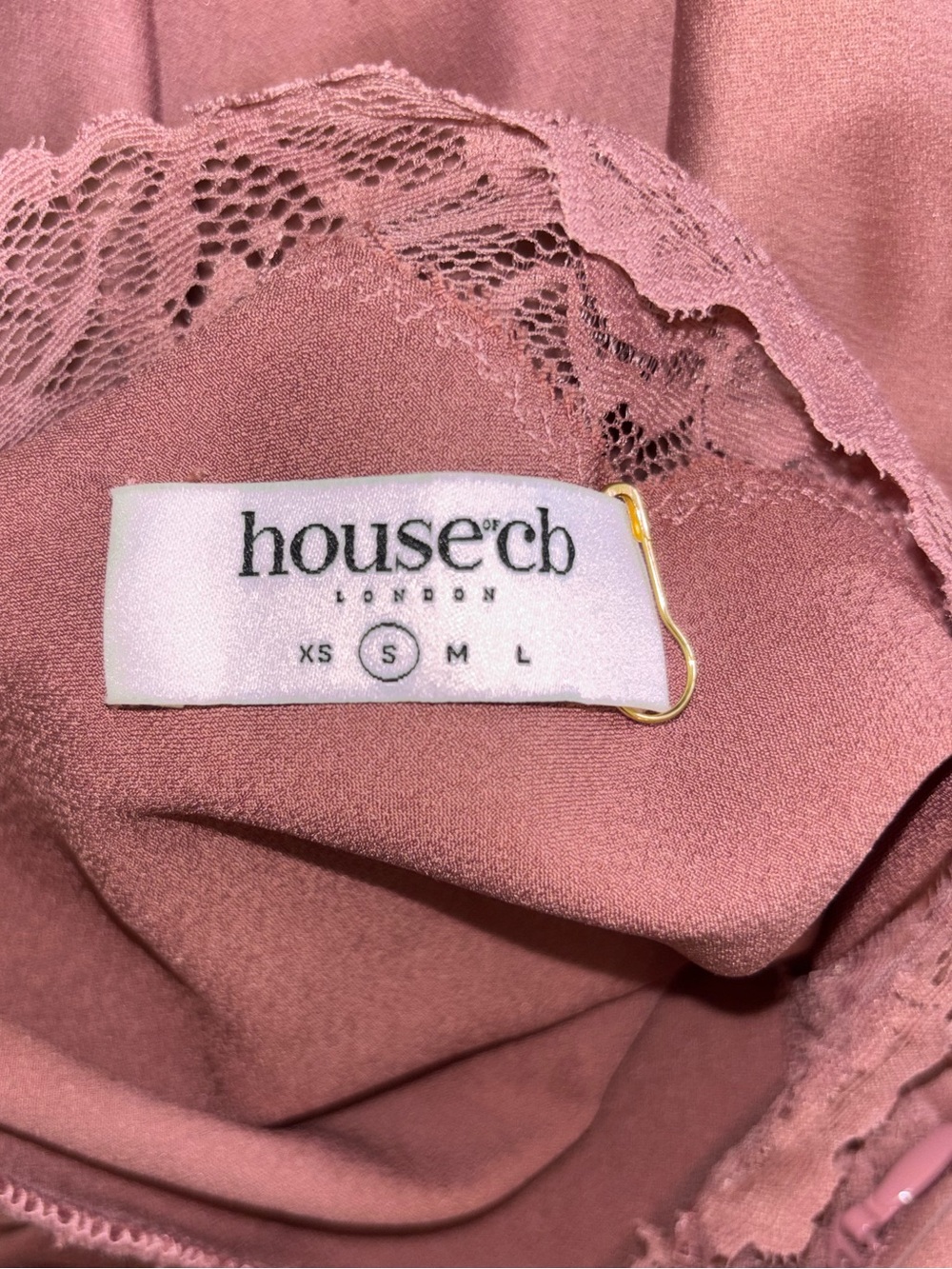 House of CB 'Nia' Rose Pink Satin + Lace Slip Dress NWOT - Picture 14 of 16